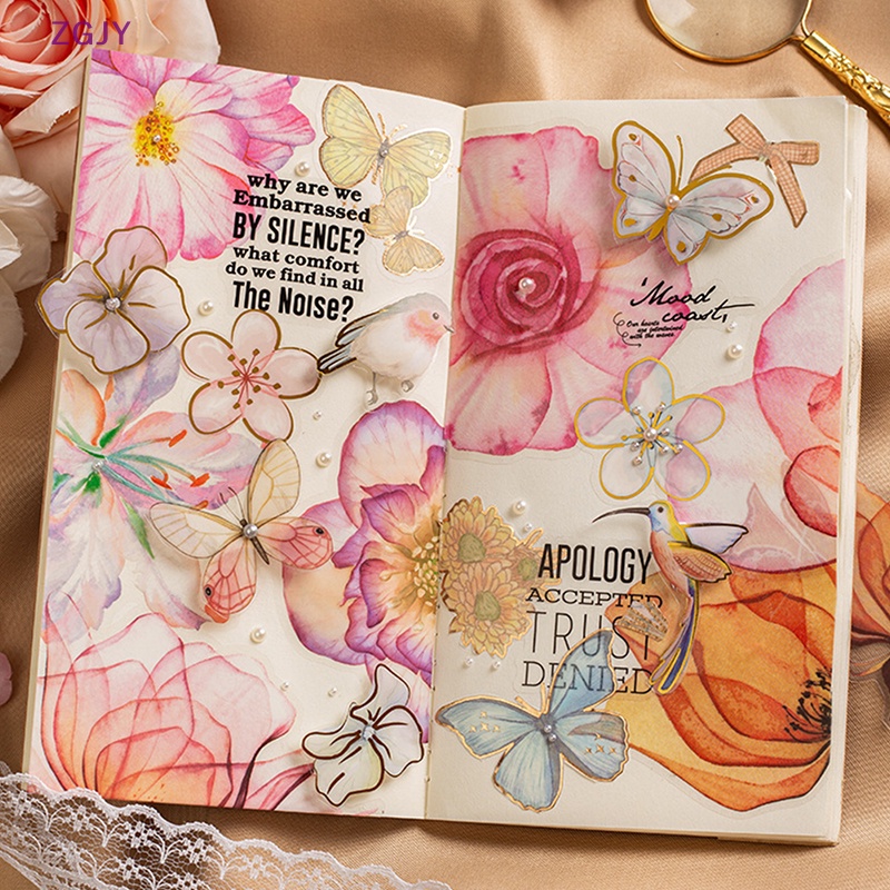 1 Bộ Nhãn Dán Hình Hoa Lá Vintage Cho Trang Trí Sổ Tay DIY Mới