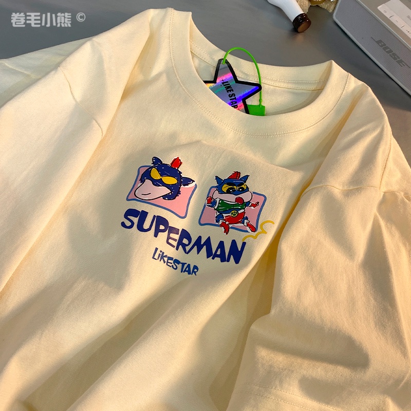 Áo Thun Tay Ngắn Dáng Rộng In Hoạt Hình Shin-chan Phong Cách Nhật Bản Xinh Xắn Cho Nữ