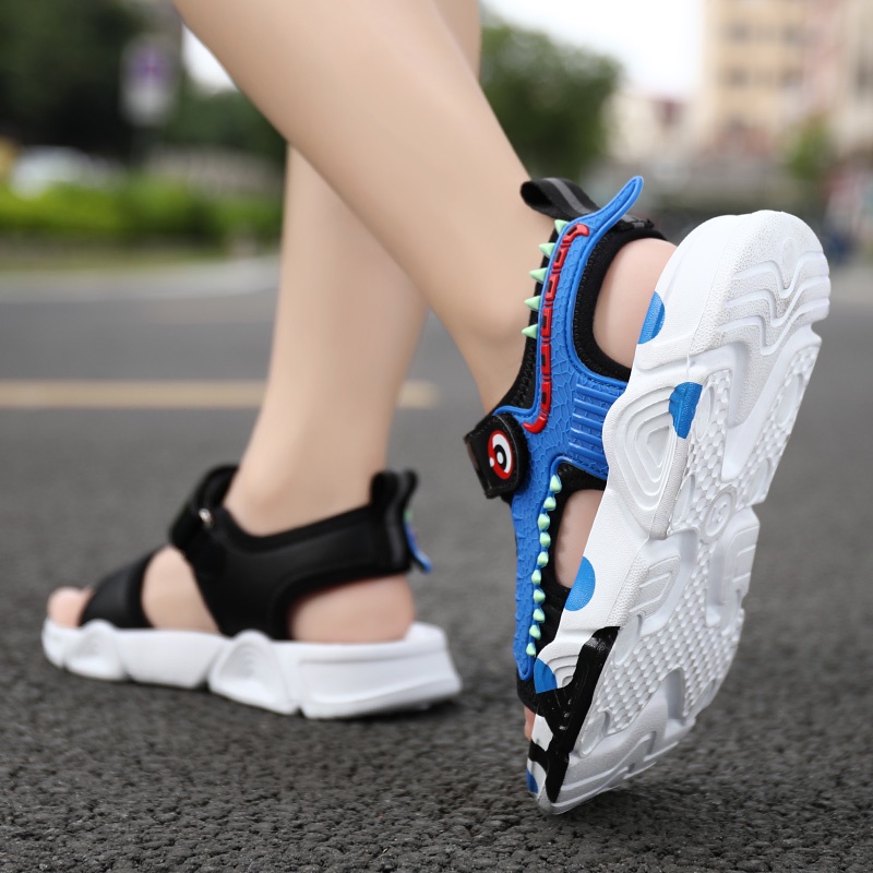 Xăng đan Thể Thao Đế Mềm Thoáng Khí Chống Trượt Hình Khủng Long Cho Bé Trai