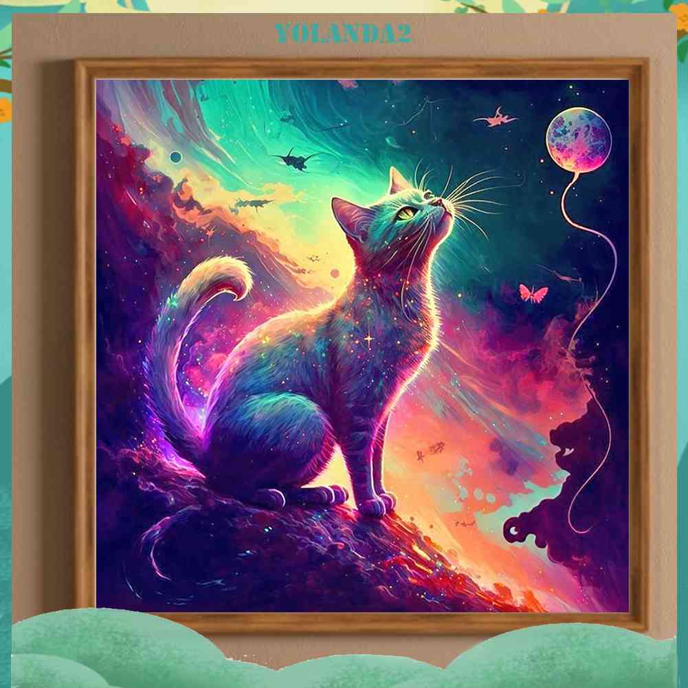 Tranh Đính Đá Kim Cương Toàn Bộ 5D DIY Hình Vẽ Mèo Trang Trí Nhà Cửa