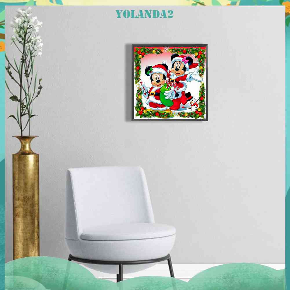 DISNEY Bộ Tranh Đính Đá 5D DIY Hình Mickey Minnie Phong Cách Giáng Sinh Dành Cho Trang Trí Nhà Cửa