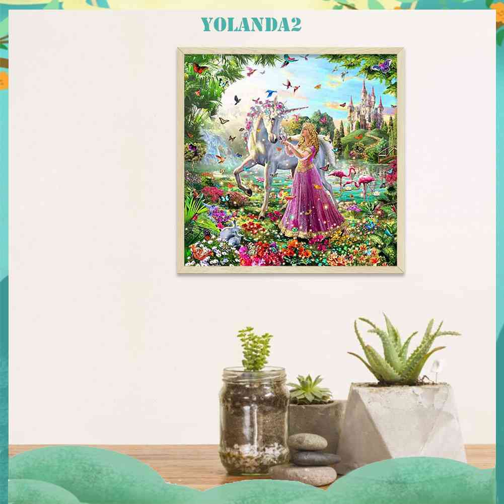 Tranh Đính Đá Kim Cương Toàn Bộ 5D DIY Hình Vẽ Công Chúa Kỳ Lân