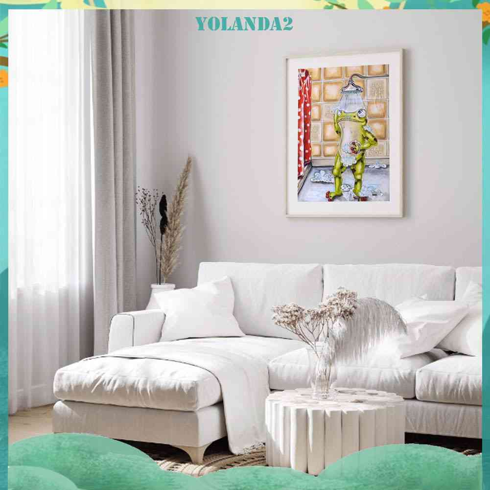 Bộ Tranh Đính Đá 5D Toàn Diện Họa Tiết Chú Ếch Đội Vòi Hoa Sen Độc Đáo DIY Dùng Trang Trí