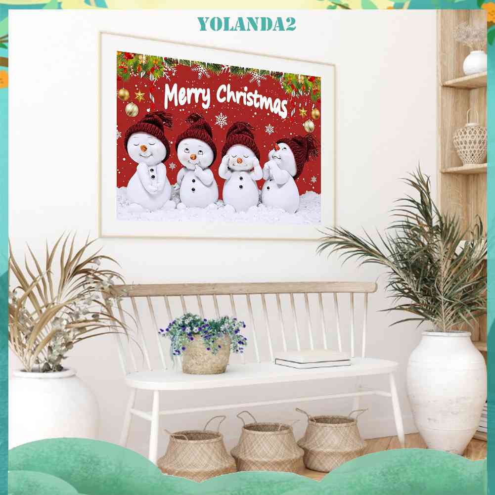 Tranh Đính Đá Kim Cương Toàn Bộ Họa Tiết Bốn Người Tuyết Dùng Trang Trí Tường