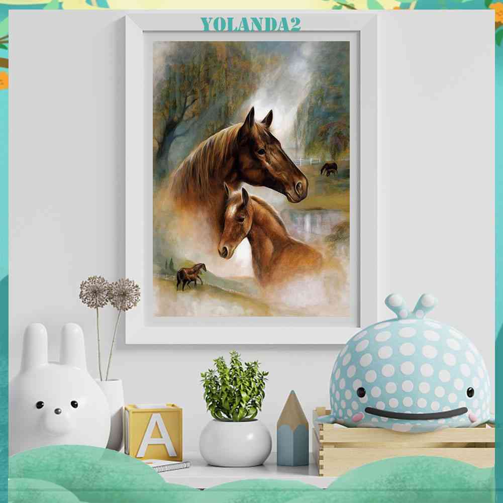 Tranh Đính Đá Kim Cương Toàn Bộ 5D DIY Hình Vẽ Ngựa Prairie