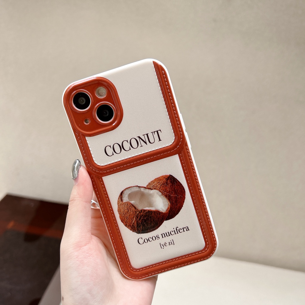 Ốp Điện Thoại TPU Dẻo Họa Tiết Trái Dừa Đơn Giản Chống Rơi Cho iPhone11 12 13 14 Pro Max