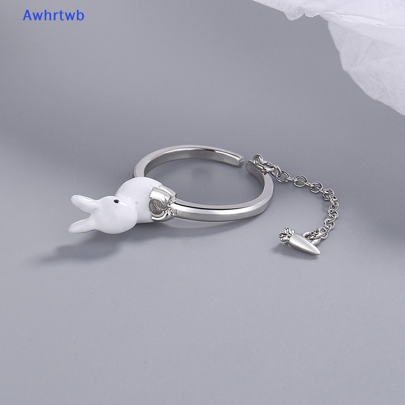 Nhẫn Hở Mạ Bạc 925 Hình Thỏ Và Củ Cải Xinh Xắn Mới