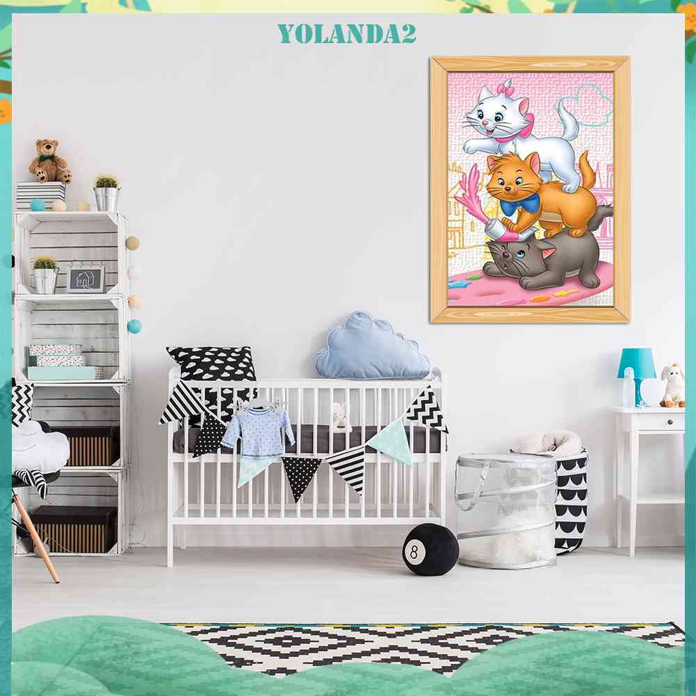 Tranh Đính Đá Kim Cương Toàn Bộ 5D DIY Hình Vẽ Mèo