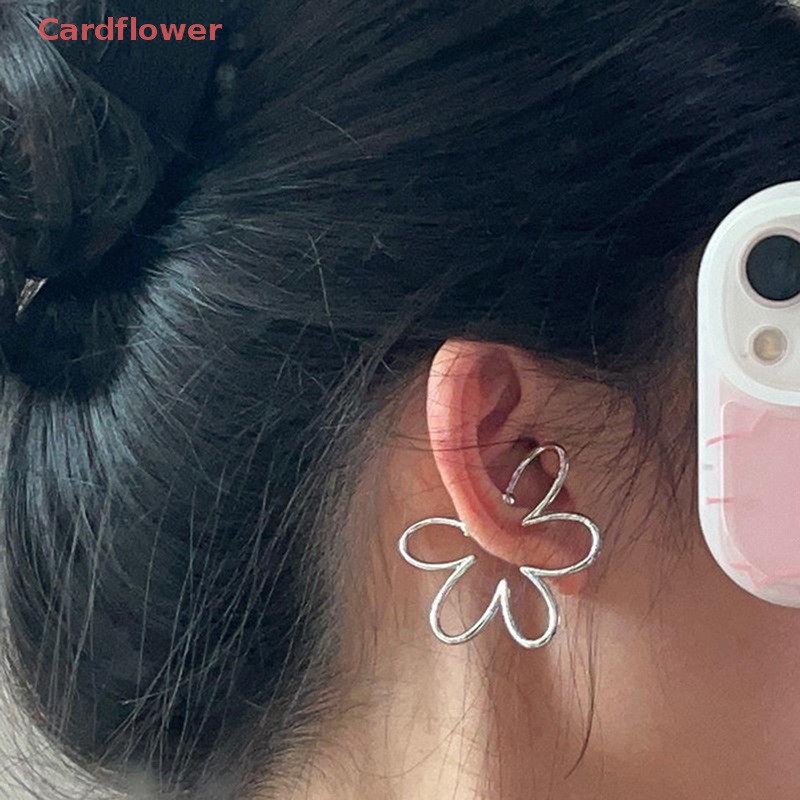 < Cardflower > Khuyên Kẹp Vành Tai Không Xỏ Lỗ Hình Hoa Rỗng Bằng Bạc Thời Trang Mới Cho Nữ