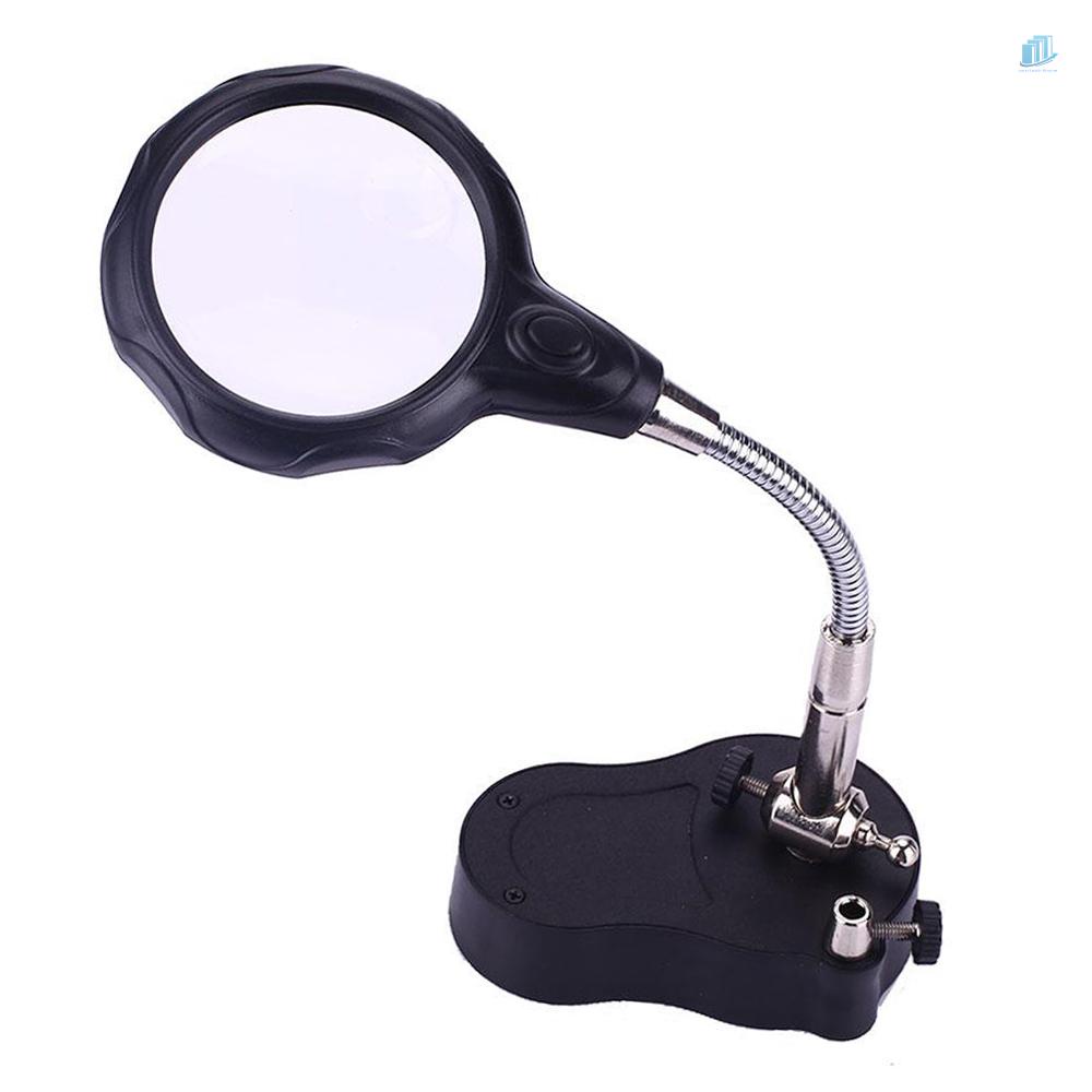 Kính Lúp s2mwvn 3.5x 12X Kẹp Cá Sấu Có Đèn LED Có Thể Điều Chỉnh Tiện Dụng Đen