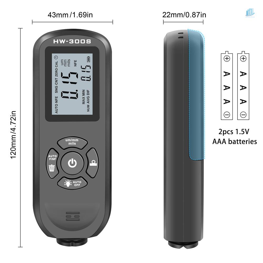 (s2mwvn) Dụng Cụ Đo Độ Dày Sơn Màn Hình LCD HW-300S Độ Chính Xác Cao