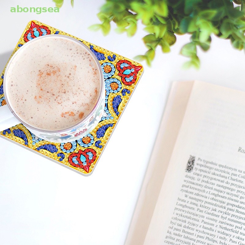 Abongsea Bộ 6 Đế Lót Ly Đính Kim Cương Nghệ Thuật DIY Cho Người Mới Bắt Đầu