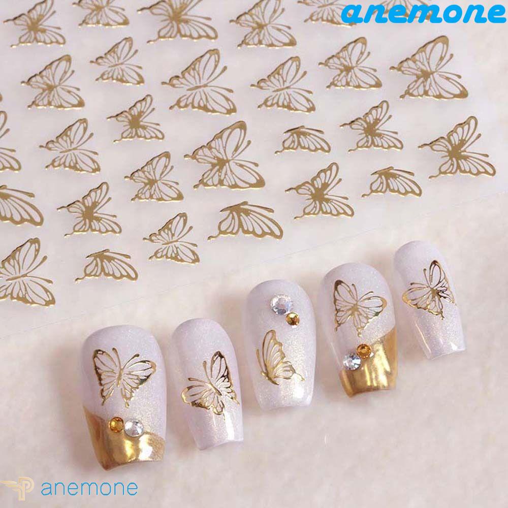 Hình Dán Trang Trí Móng Tay Hình Bướm Phong Cách Hàn Quốc|Bươm Bướm Trắng Đen Trang Trí Móng Tay