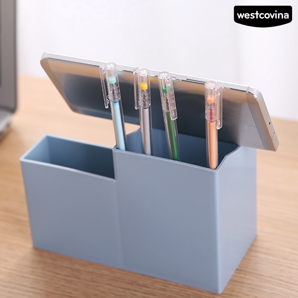 [COD]♪Hộp Đựng Bút Bằng ABS Nhiều Ngăn Sức Chứa Lớn Kèm Giá Đỡ Điện Thoại Để Bàn