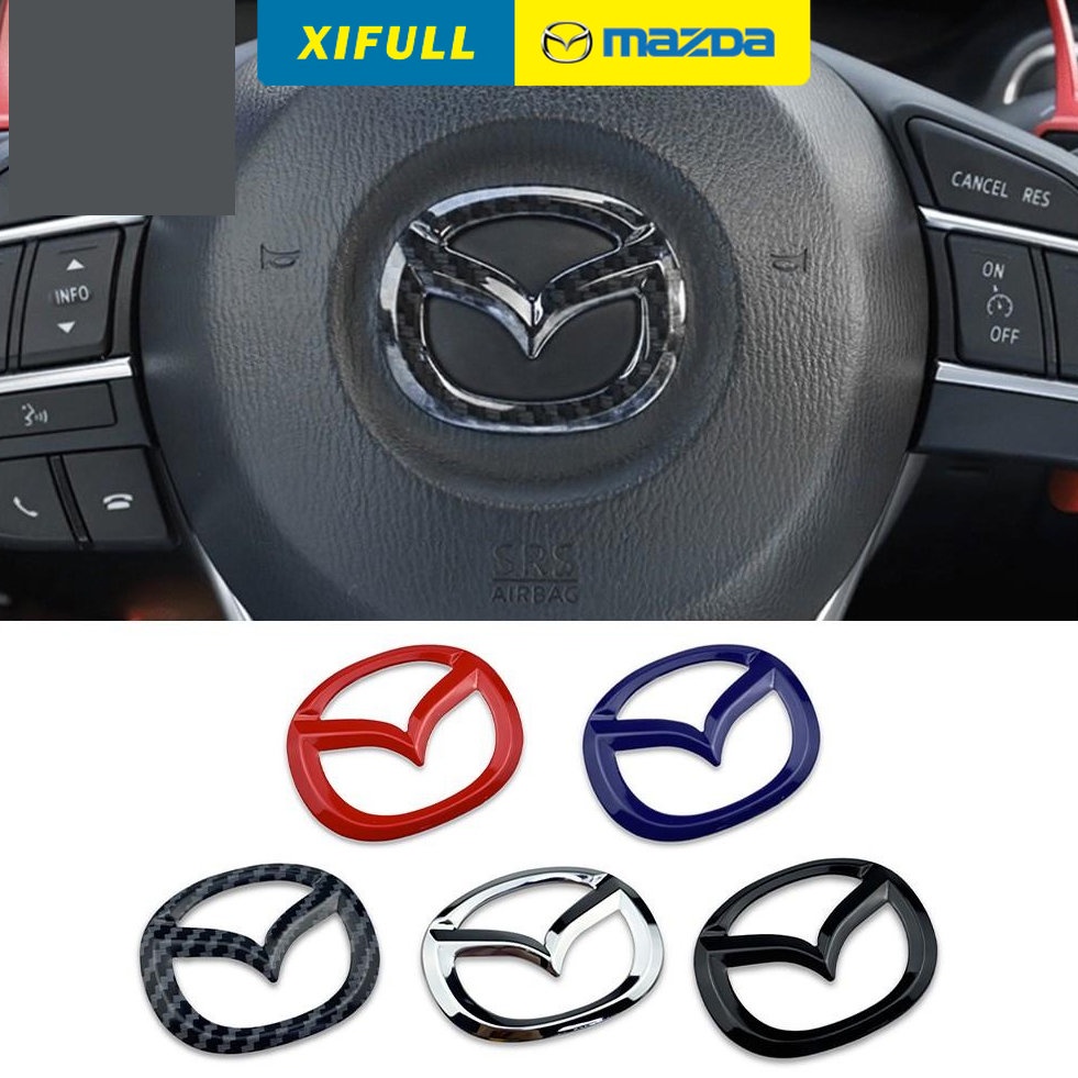 Miếng Dán logo Trang Trí Vô Lăng Xe Hơi Mazda 2, 3, 6, CX4, CX5, CX30