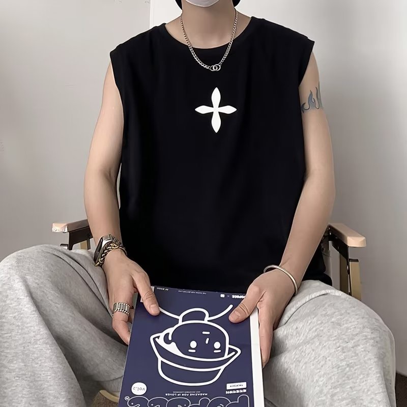 Áo Thun Sát Nách Cổ Tròn Dáng Rộng Thời Trang Mùa Hè Phong Cách Hàn Quốc Cho Nam