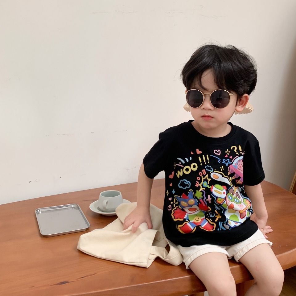 Áo Thun Cotton Mỏng Tay Ngắn In Hình Cậu Bé Bút Chì Shin-Chan Superman Thời Trang Mùa Hè 2022