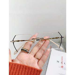 Mắt kính cận thị trang điểm không viền kim cương không viền mới cho nam và nữ cận thị lớn màu xanh lam cận thị kính cận thị