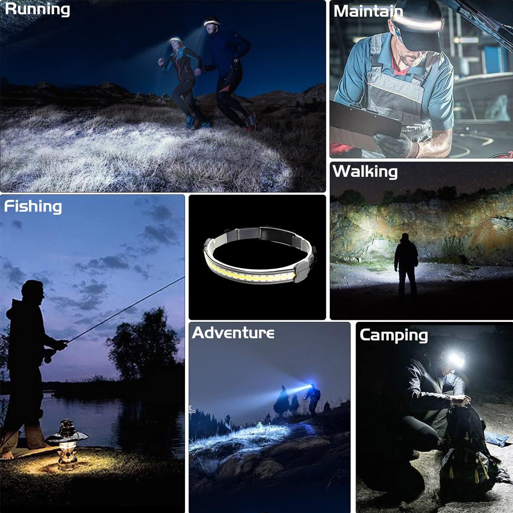 Đèn Pin Đội Đầu Chống Nước Có Thể Sạc Lại Bằng Cổng USB