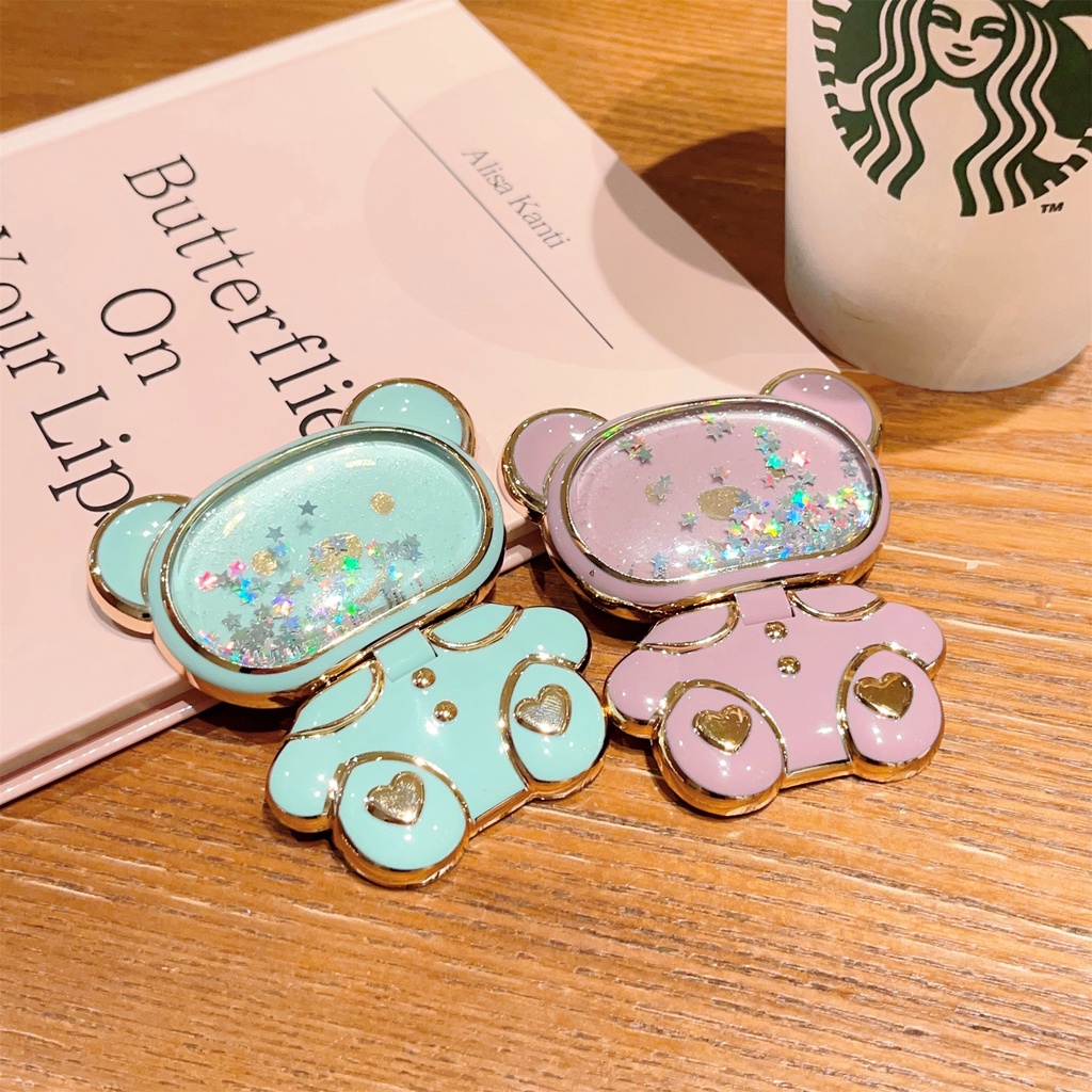 Ốp Điện Thoại Hình Gấu Hoạt Hình Có Túi Khí Và Dây Đeo Ngón Tay Cho iphone