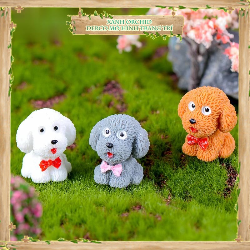 Mô Hình Tiểu Cảnh "Chó Poodle Lông Xù Mini" Trang Trí Sen Đá, Sân Vườn/ Chậu Cây, DYI, Terrarium