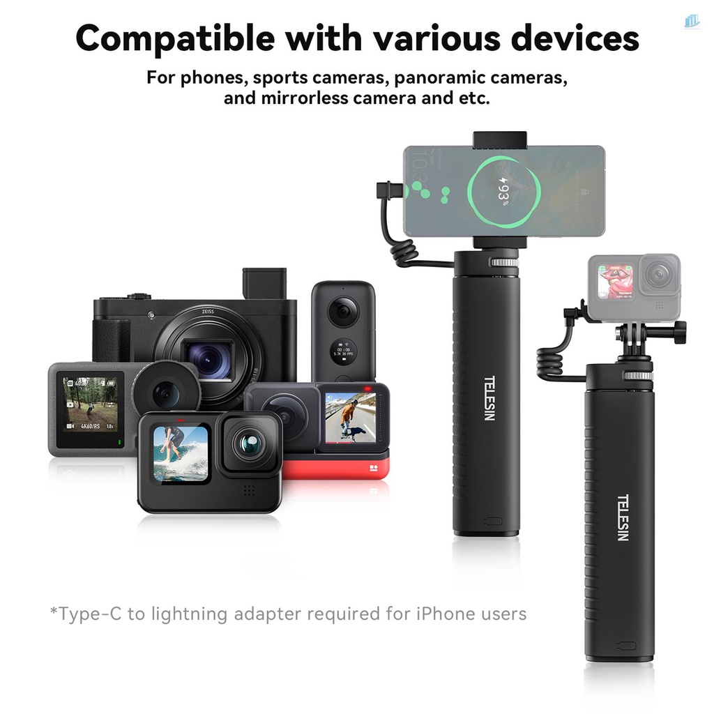 TELESIN Gậy Selfie TE-CSS-001 Sạc Nhanh QC / PD3.0 90CM Bằng Nhựa Resin Kèm Vít 1 / 4 Inch