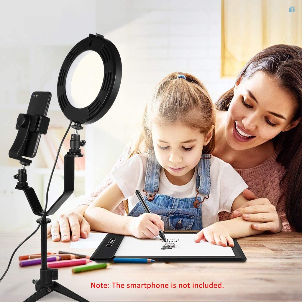 Vòng Đèn LED Tròn 6 Inch / 16cm Có Thể Điều Chỉnh Độ Sáng Với Giá Đỡ Ba Chân Hình Chữ V Cho Chụp Ảnh Chân Dung
