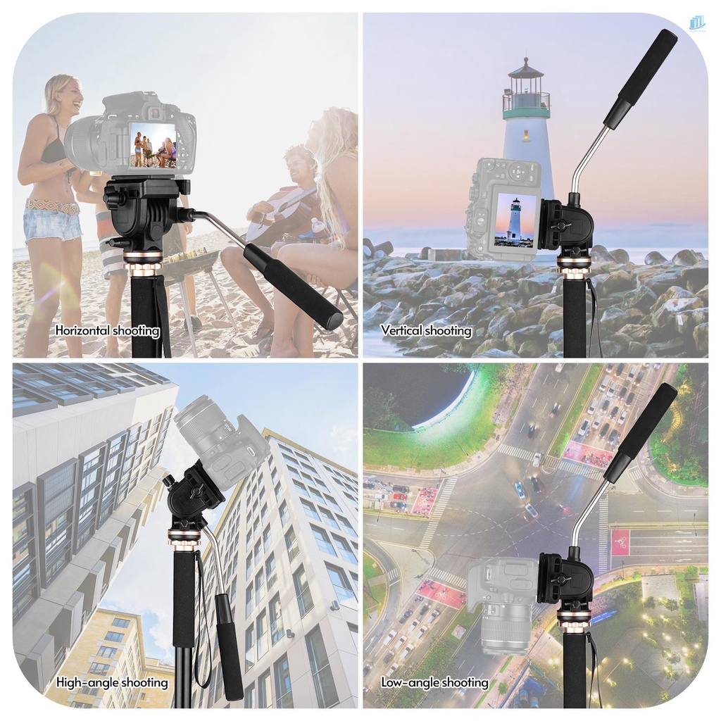 Gậy Chụp Ảnh Andoer 173cm / 68inch Chịu Tải 6kg Với Đế Nghiêng 3 Khúc DSLR Bằng Hợp Kim Nhôm Có Thể Tháo Rời