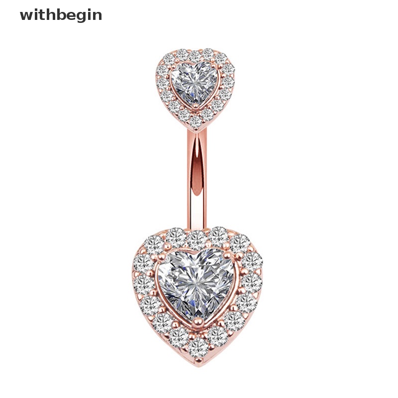 Khuyên Rốn Bằng Thép Không Gỉ Trang Sức Múa Belly Dance Đính Đá Zircon Hình Trái Tim Thời Trang