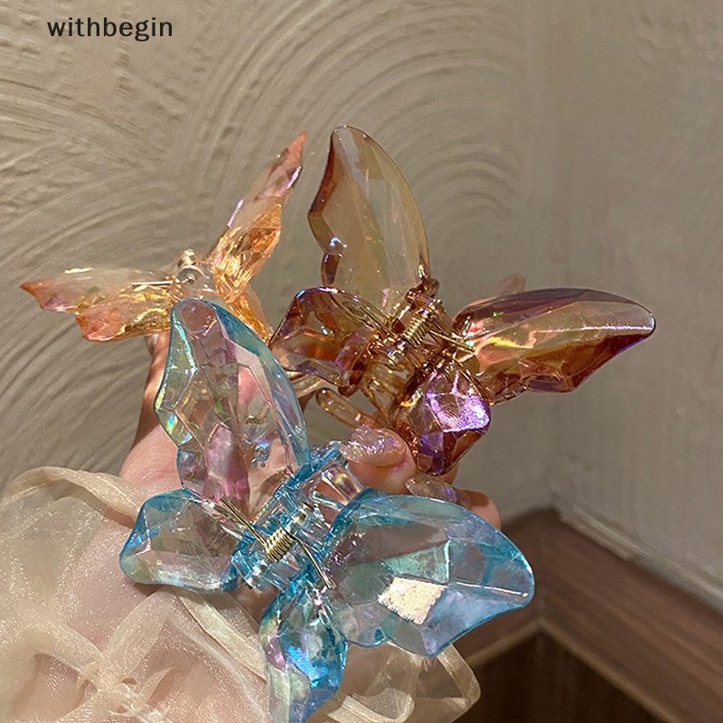 Kẹp Càng Cua Lớn Bằng Acrylic Nhiều Màu Hình Bướm Cho Nữ Mã 2023 n