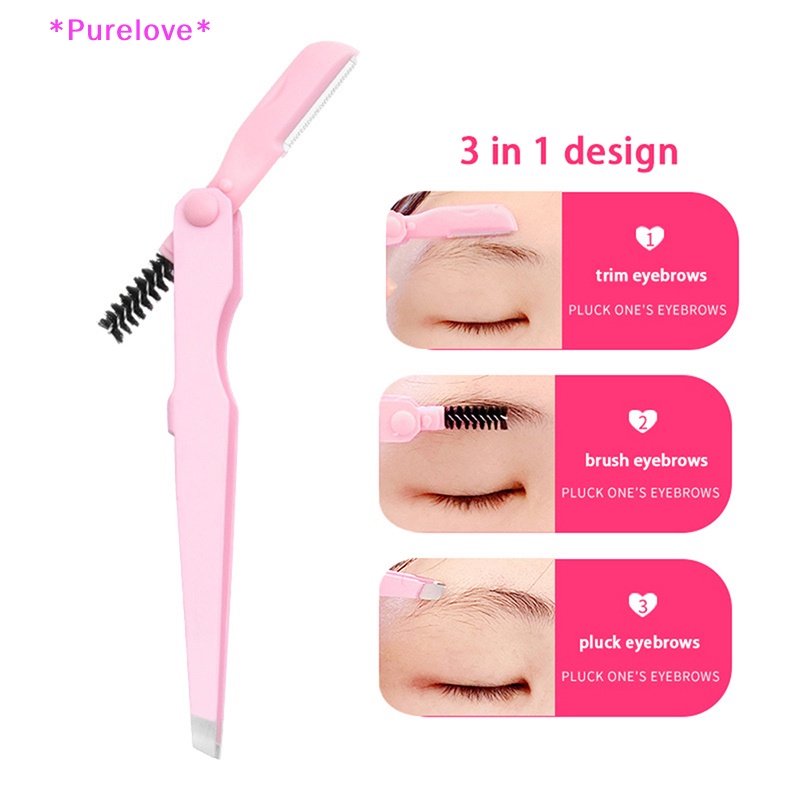 Nhíp Nhổ Lông Mày 3 Trong 1 Bằng Thép Không Gỉ Kèm Lược Tiện Dụng Mới
