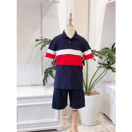 Áo polo BT navy phối đỏ trắng