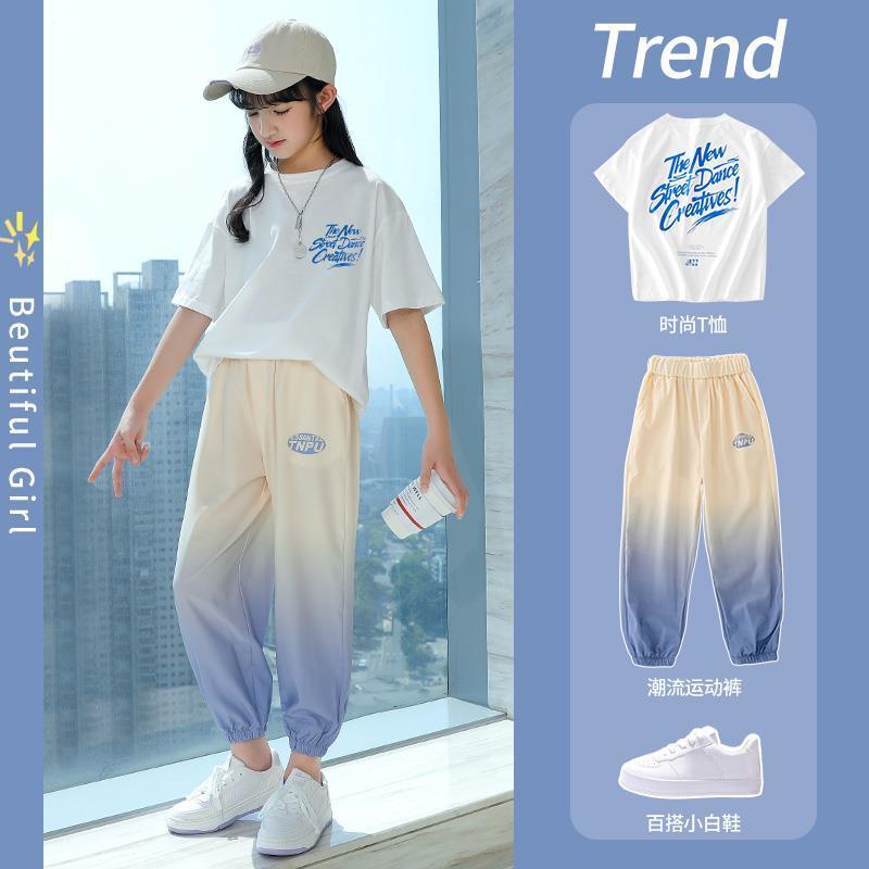 Set Áo Thun Tay Ngắn Và Quần Dài Phong Cách Mới 2023 Cho Bé Gái 5-6 - 7-8 - 9-10 - 11-12 - 13-14 Tuổi
