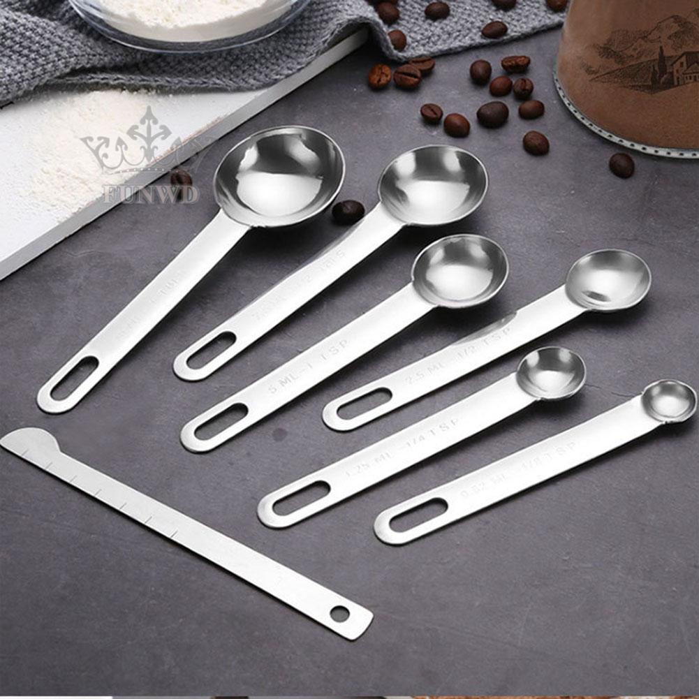 Bộ 5 Muỗng Đo Lường Kèm Tay Cầm Bằng Thép Không Gỉ Mới