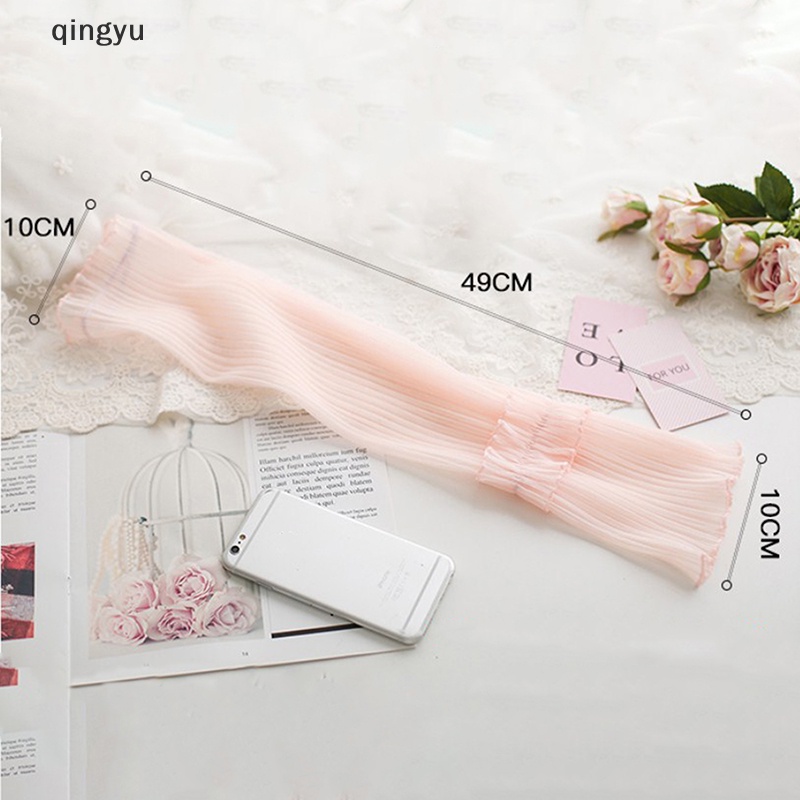 Đôi Găng Tay Dài Hở Ngón Chống Nắng Và Tia Uv Phối Ren Lưới Thoáng Khí Dành Cho Nữ