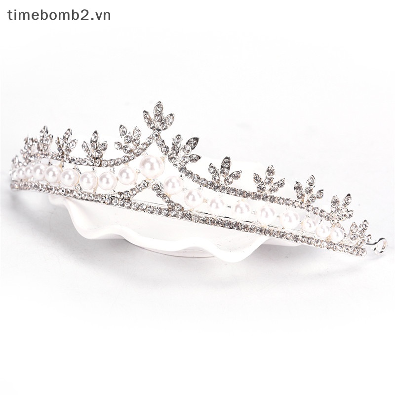 Cài Tóc Hình Vương Miện Đính Đá Lấp Lánh Cho Cô Dâu