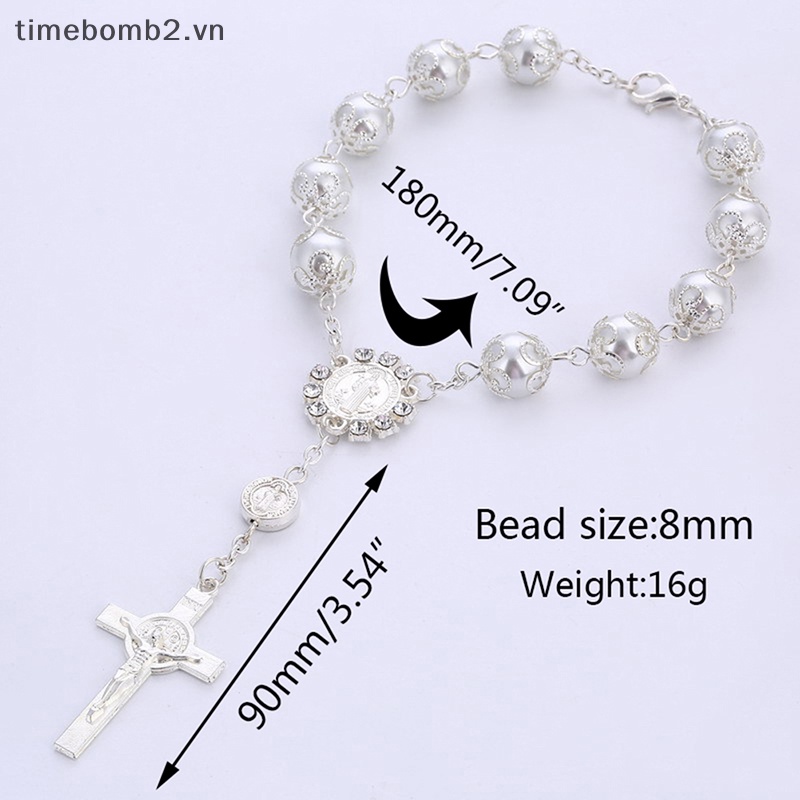 {Timebomb} Vòng Tay Chuỗi Hạt Chéo Rosary Đạo Công Giáo Làm Quà Tặng