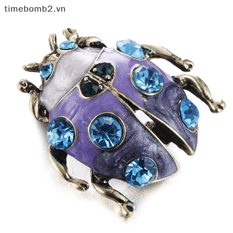 {Timebomb} Ghim Cài Áo Hình Bọ Rùa Đính Đá Pha Lê Trang Trí Quần Áo Đám Cưới.