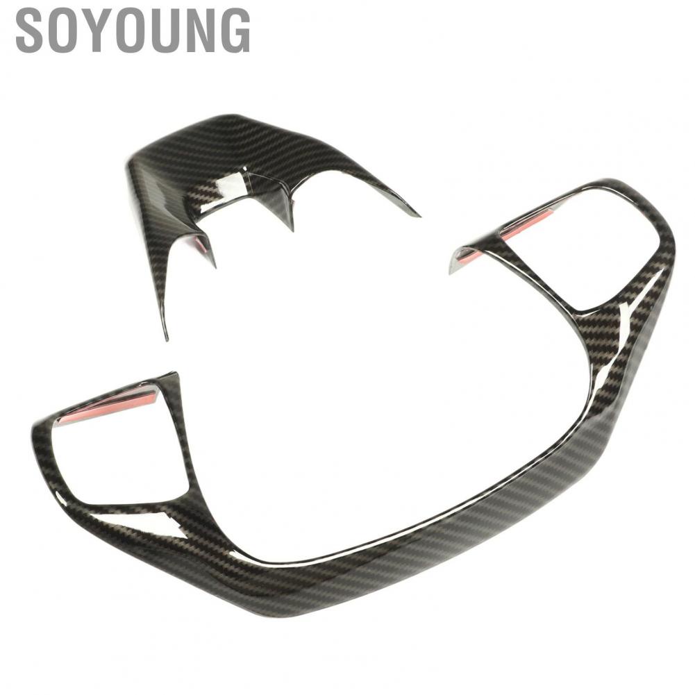 Soyoung Steering Wheel Trim  2 Pcs Carbon Fiber Style Panel Frame Durable for Car