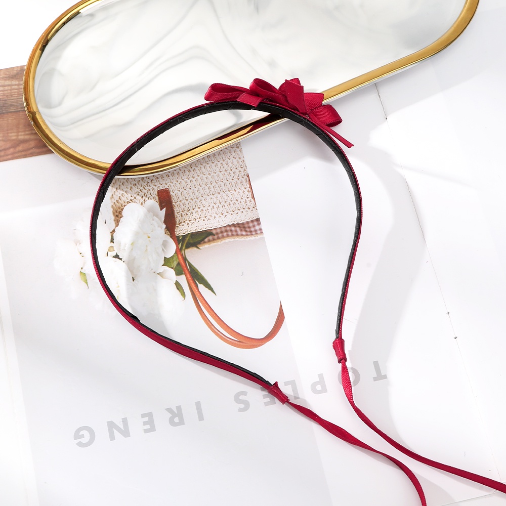 Haimeikang Băng Đô Vải Thắt Nơ Mỏng Màu Trơn Ngọt Ngào Cho Nữ