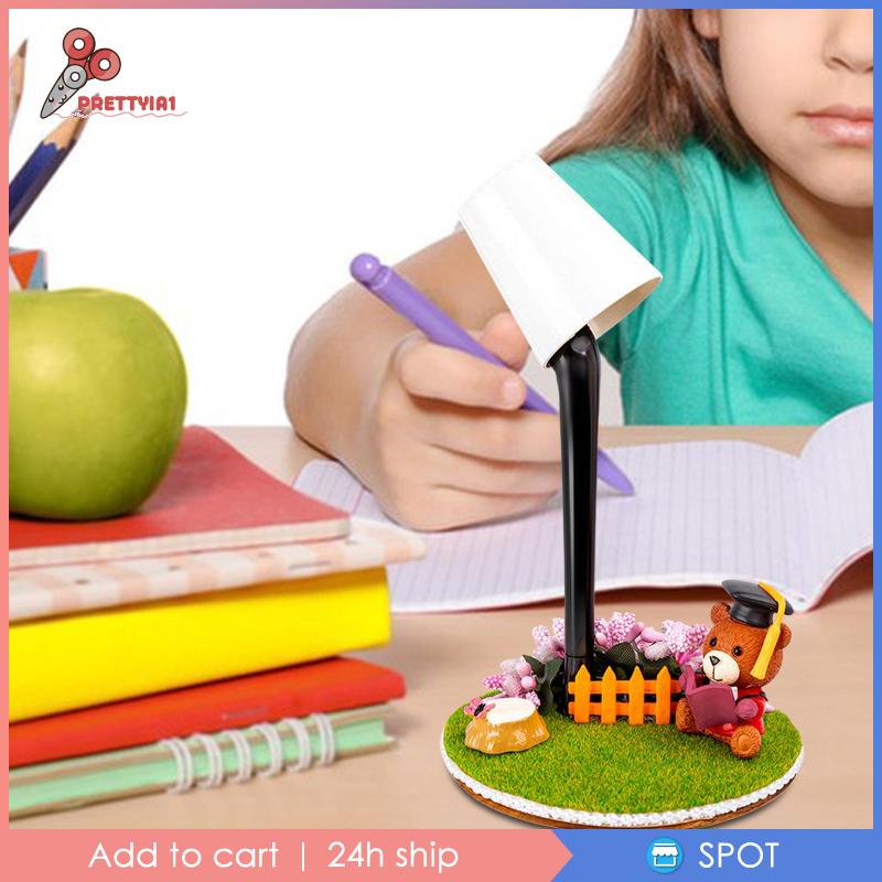 [Prettyia1] Đèn Bàn Mini Kèm Bút Mực Thủ Công Hình Gấu Dành Cho Trẻ Em