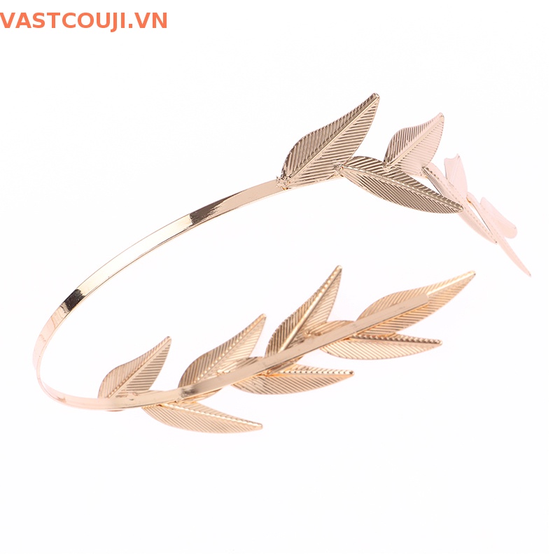 Băng Đô Cài Tóc Kim Loại Hình Lá Màu Vàng Thanh Lịch Cho Cô Dâu