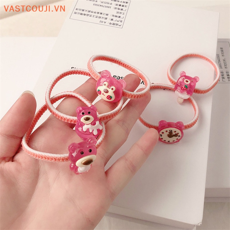 1 Dây Buộc Tóc Cao Su Co Giãn Hình Gấu Dâu Tây Xinh Xắn Cho Bé Gái