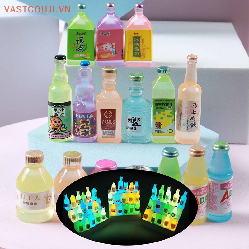 Bộ 3 Mô Hình Đồ Chơi Bình Rượu Mini Bằng Nhựa Resin Phát Sáng Trong Đêm Trang Trí Điện Thoại
