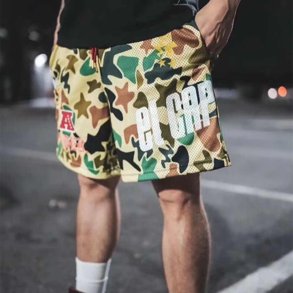Quần Short Thể Thao Họa Tiết Rằn Ri Phong Cách Đường Phố Mỹ