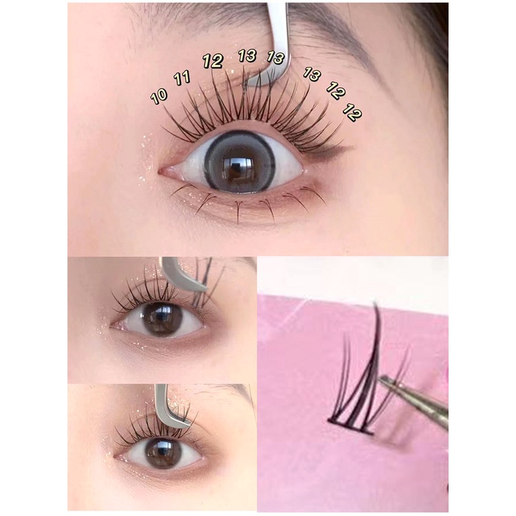 ~ mengjieshangpin Lông Mi Giả Nhỏ Màu Đen Thu Hút 10 Hàng Rào Cong Tự Nhiên