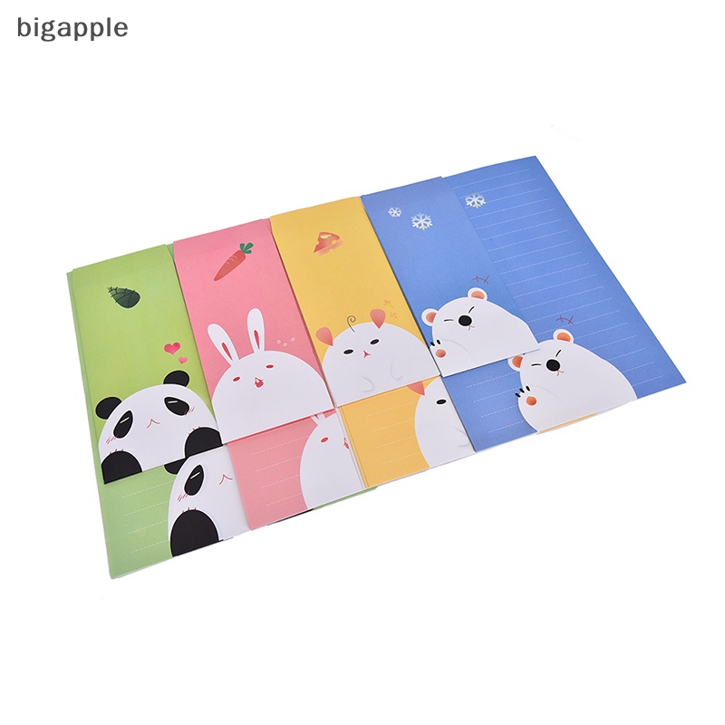 Bigapple set Bưu Thiếp Và Phong Bì Bằng Giấy In Họa Tiết Động Vật Và Chữ Cái Dễ Thương RDG