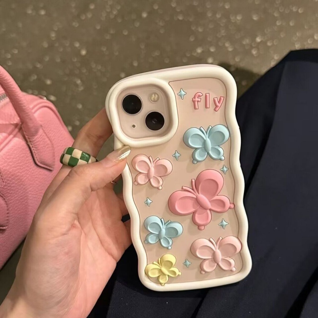 Ốp Điện Thoại Silicon Mềm Hình Bướm Ba Chiều Cho Iphone14promax 13 12 11 13Promax