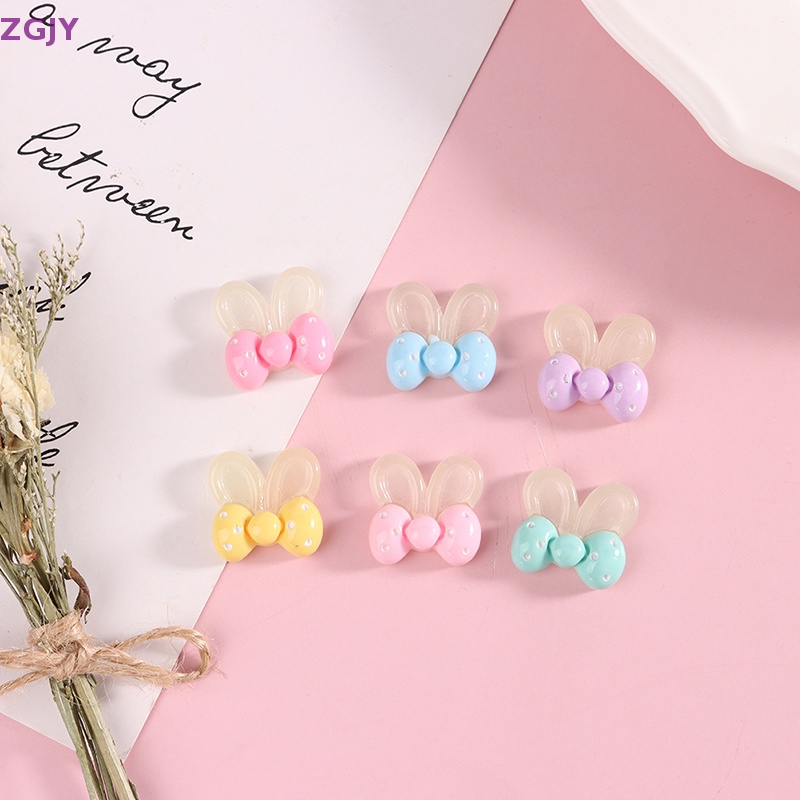 Set 10 Phụ Kiện Trang Trí Ốp Điện Thoại Hình Tai Thỏ Bằng Nhựa Kích Thước 21 * 19mm DIY Mới