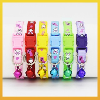 Vòng cổ cho chó cưng Vòng cổ in hình Thỏ hoạt hình dễ thương có chuông cho mèo con